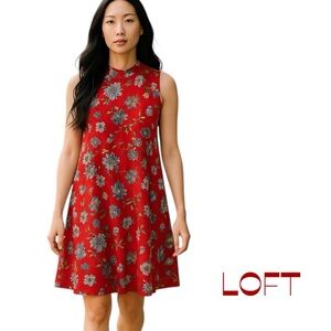 LOFT Red Floral Sleeveless Dress NWOT Size SP